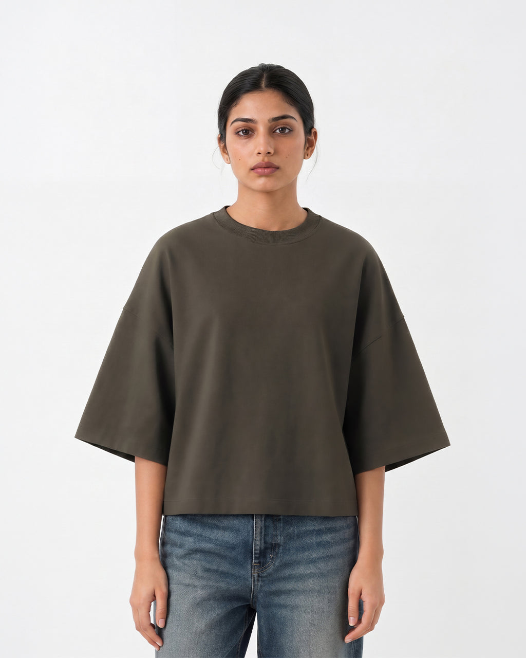 Studio Block T-Shirt in Smoked Olive