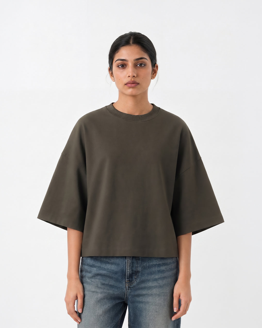 Studio Block T-Shirt in Smoked Olive