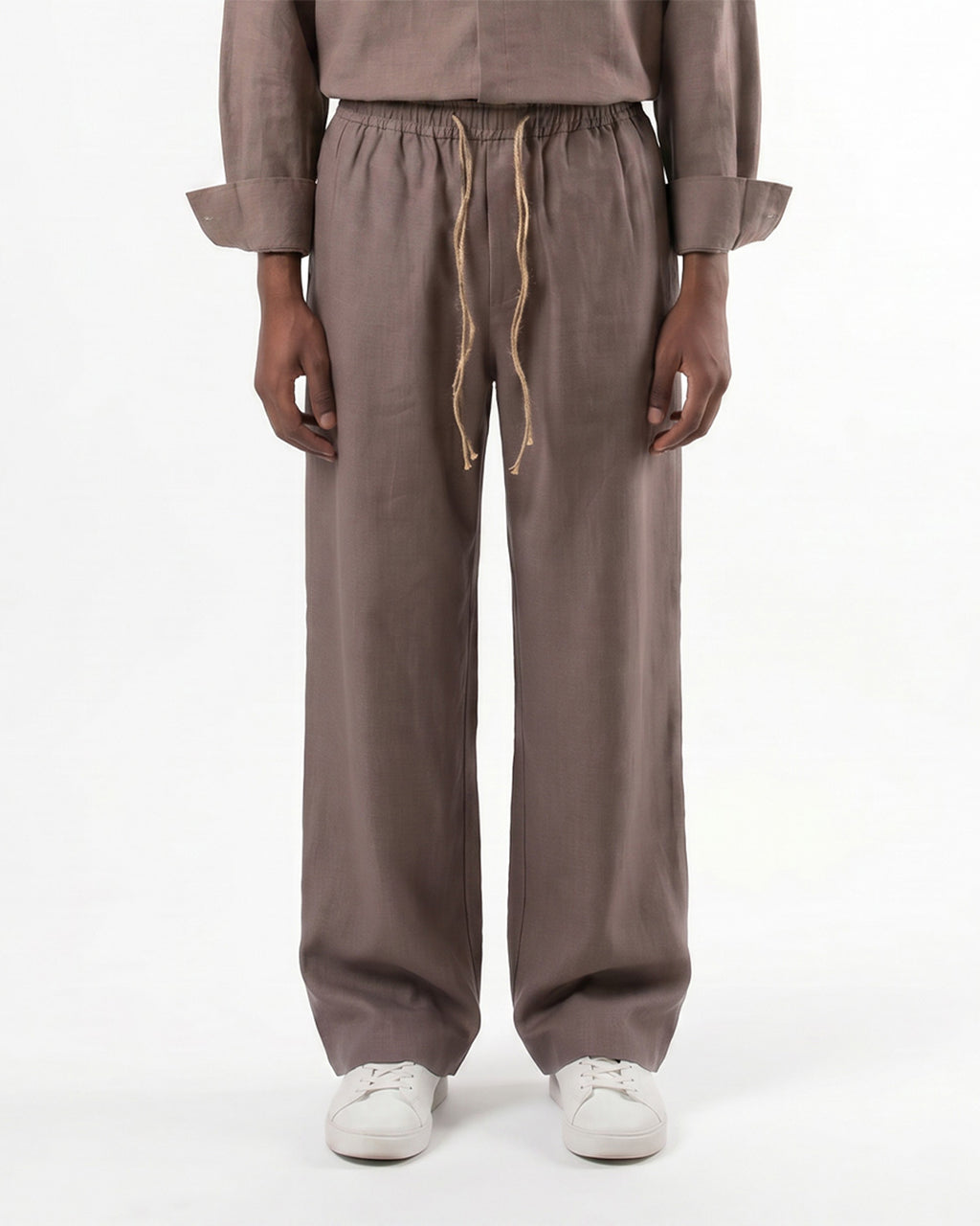 Studio Drape Trouser in Pale Mocha
