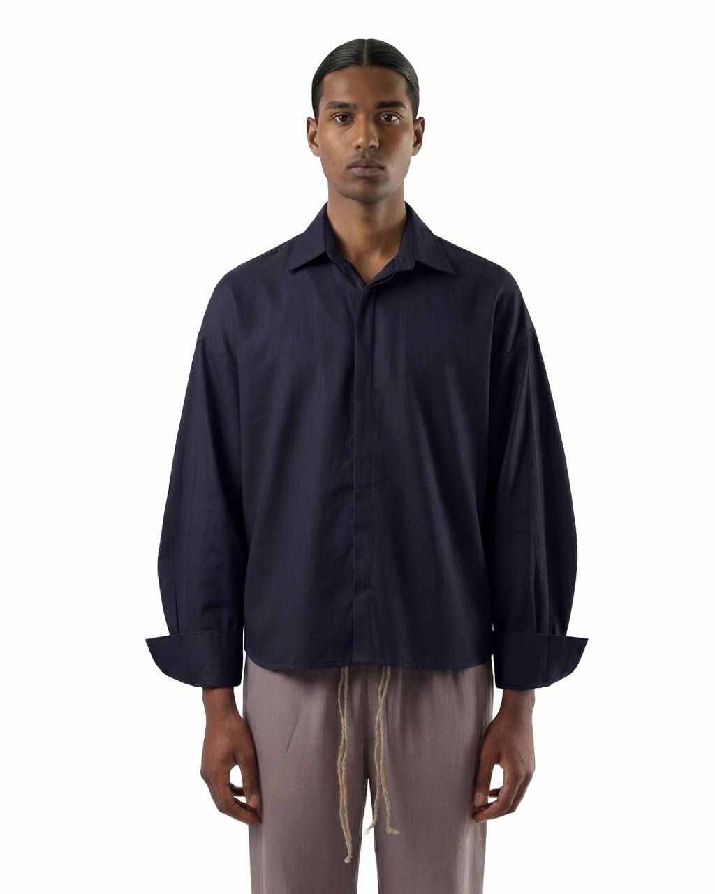 Studio Drape Shirt in Late Dusk