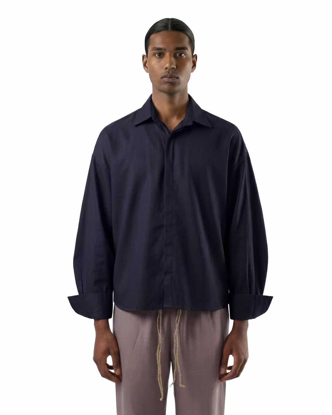Studio Drape Shirt in Late Dusk
