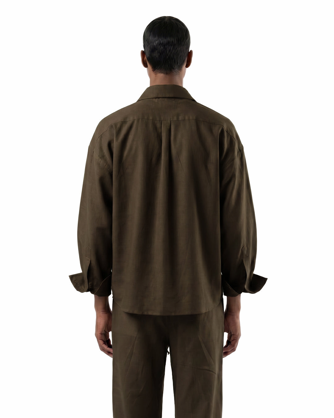Studio Drape Shirt in Dried Moss
