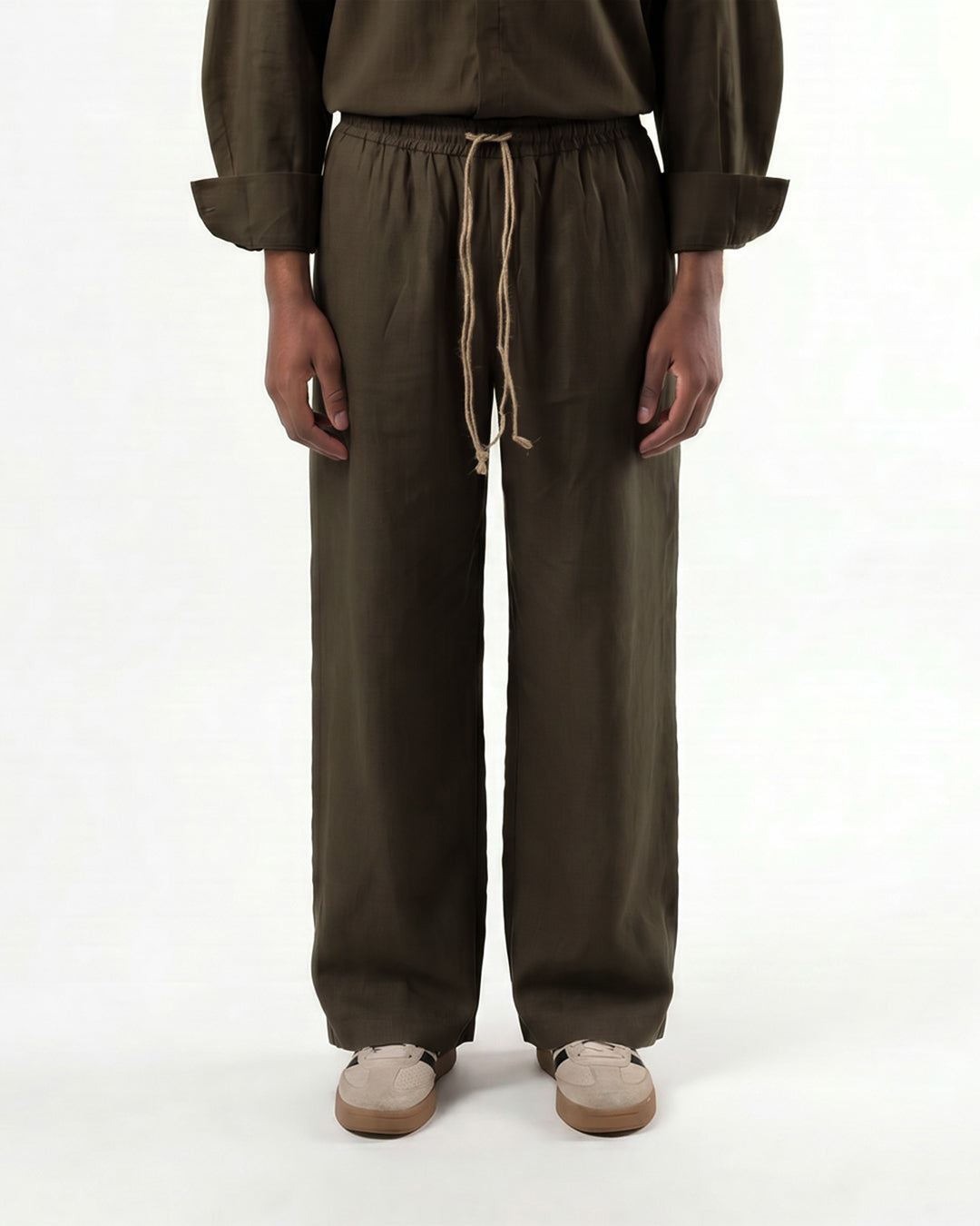 Studio Drape Trouser in Dried Moss